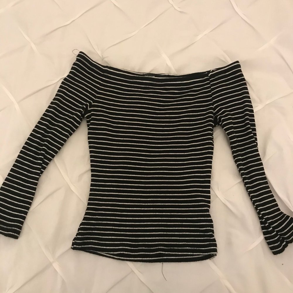 Striped off the shoulder crop top